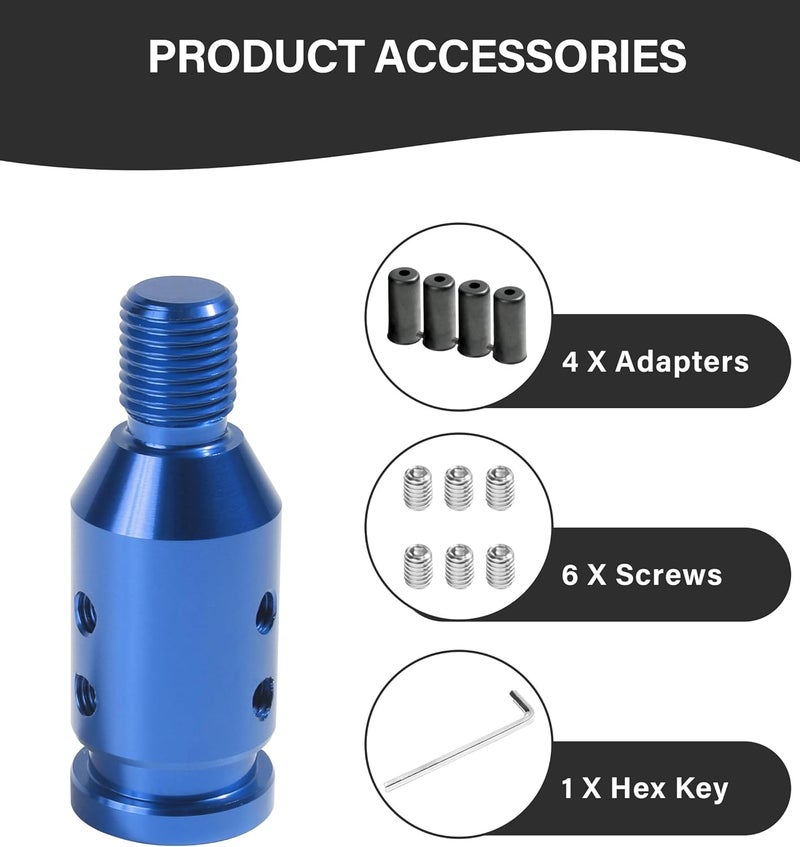 SUJADE YAKEFLY Universal Gear Shift Knob Adapter,Aluminum Alloy Automatic Shifter Adapter Car Adapter,Shifter Boot Retainer Stick Connector for Non-Threaded Manual M12x1.25 (Blue), 299PDTPJ001 - Image 3